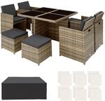 TecTake GmbH Aluminium Rattan Sitzgruppe Manhattan 4+4+1 mit Schutzh&uuml;lle -...
