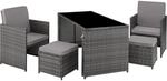 TecTake GmbH Rattan Sitzgruppe Palermo 2+2+1 - grau 403562