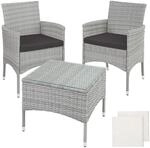 TecTake GmbH Rattan Gartenset Luzern 2+1 inkl. Bez&uuml;ge in 2 Farben - hellgrau 403702