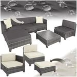 TecTake GmbH Rattan Lounge mit Aluminiumgestell inkl. Bez&uuml;ge in 2 Farben - grau