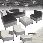 TecTake GmbH Rattan Lounge mit Aluminiumgestell inkl. Bez&uuml;ge in 2 Farben - hellgrau