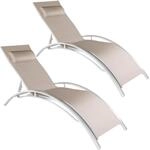TecTake GmbH 2 Gartenliegen aus Aluminium, 5-stufig - beige 403065