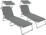 TecTake GmbH 2 Gartenliegen 4-stufig - grau 403787