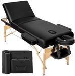 TecTake GmbH 3 Zonen Massageliege mit 10cm Polsterung und Holzgestell - schwarz