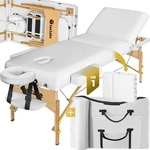 TecTake GmbH 3 Zonen Massageliege mit 10cm Polsterung und Holzgestell - wei&szlig;...