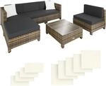 TecTake GmbH Rattan Lounge mit Aluminiumgestell inkl. Bez&uuml;ge in 2 Farben -...
