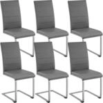 TecTake GmbH Schwingst&uuml;hle, Kunstleder - grau, 6er Set 403897