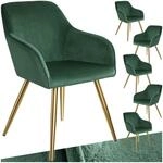 TecTake GmbH Esszimmerstuhl Marilyn Samtoptik, goldene Stuhlbeine -...