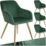 TecTake GmbH Esszimmerstuhl Marilyn Samtoptik, goldene Stuhlbeine -...