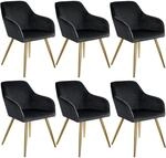 TecTake GmbH Esszimmerstuhl Marilyn Samtoptik, goldene Stuhlbeine -...