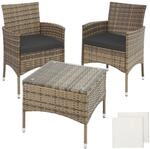 TecTake GmbH Rattan Gartenset Luzern 2+1 inkl. Bez&uuml;ge in 2 Farben - natur 403703