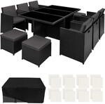 TecTake GmbH Aluminium Rattan Sitzgruppe New York 6+4+1 mit Schutzh&uuml;lle -...