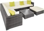 TecTake GmbH Rattan Lounge mit Aluminiumgestell Marbella - grau 403838