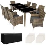 TecTake GmbH Aluminium Rattan Sitzgruppe Menorca 8+1 mit Schutzh&uuml;lle - natur...