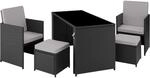 TecTake GmbH Rattan Sitzgruppe Palermo 2+2+1 - schwarz/grau 404330