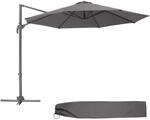 TecTake GmbH Sonnenschirm Ampelschirm &Oslash; 300cm mit Fu&szlig;pedal und Schutzh&uuml;lle - grau