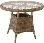 TecTake GmbH Aluminium Rattan Gartentisch mit Glasplatte 91x73,5cm - natur 403640