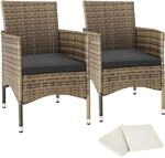 TecTake GmbH 2 Rattansessel inkl. 4 Sitzbez&uuml;ge - natur/dunkelgrau 404552