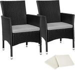 TecTake GmbH 2 Rattansessel inkl. 4 Sitzbez&uuml;ge - schwarz/beige 404549