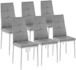 TecTake GmbH Esszimmerst&uuml;hle, Kunstleder mit Glitzersteinen - grau, 6er Set 402542