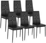 TecTake GmbH Esszimmerst&uuml;hle, Kunstleder mit Glitzersteinen - schwarz, 6er Set