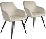 TecTake GmbH Esszimmerstuhl Marilyn Samtoptik, schwarze Stuhlbeine - creme/schwarz,