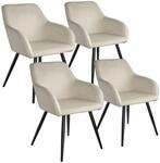 TecTake GmbH Esszimmerstuhl Marilyn Samtoptik, schwarze Stuhlbeine - creme/schwarz,