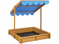 tectake Sandkasten Emilia mit verstellbarem Dach 120x120x120cm - blau 404567