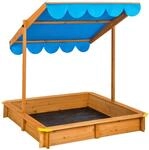 TecTake GmbH Sandkasten Emilia mit verstellbarem Dach 120x120x120cm - blau...