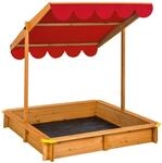 TecTake GmbH Sandkasten Emilia mit verstellbarem Dach 120x120x120cm - rot 404568