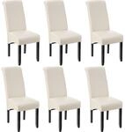 TecTake GmbH Esszimmerstuhl, ergonomisch, massives Hartholz - creme, 6er Set 403499