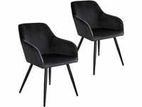 2er Set Stuhl Marilyn Samtoptik, schwarze Stuhlbeine - schwarz