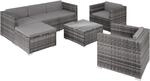 TecTake GmbH Rattan Lounge Lignano mit 2 Sesseln - grau 404785