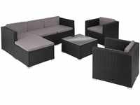 Rattan Lounge Lignano mit 2 Sesseln - schwarz
