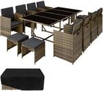 TecTake GmbH Rattan Sitzgruppe Palma 8+4+1 mit Schutzh&uuml;lle - natur/dunkelgrau...