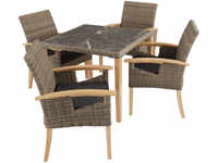 Rattan Tisch Tarent mit 4 Stühlen Rosarno - natur