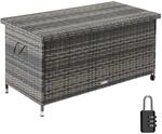 TecTake GmbH Auflagenbox Kiruna mit Kunststoffgeflecht, 120x55x61,5cm, 270l - grau