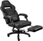 TecTake GmbH Racing B&uuml;rostuhl Comodo mit Fu&szlig;st&uuml;tze - schwarz/schwarz 404740