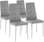 TecTake GmbH Esszimmerst&uuml;hle, Kunstleder mit Glitzersteinen - grau, 4er Set 402546