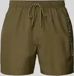 Tommy Hilfiger UM0UM03258, Tommy Hilfiger Regular Fit Badeshorts mit Tunnelzug Oliv