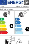 Leao 221013948, Leao 215/70 R16 100H I-Green Allseason, Kraftstoffeffizienz: C,