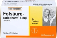 PZN-DE 04010113, FOLS&Auml;URE RATIOPHARM 5 mg Tabletten 100 St