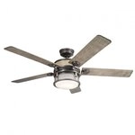 Elstead Lighting Ahrendale Deckenventilator 152cm IP44 in Amboss-Eisen mit