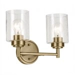 Elstead Lighting Winslow Wandleuchte 2-flammig Naturmessing Blasenglas...