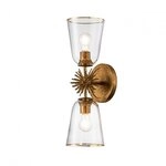 Elstead Lighting Staring Wandleuchte 2-flammig Gold antik Klarglas...