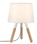 Paulmann 79646 Tischleuchte Neordic Berit 1xE27 mit Stoffschirm Wei&szlig;/Holz