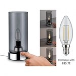 Paulmann 77056 Tischleuchte Pinja mit Touchschalter E14 max. 20W Chrom/Rauchglas