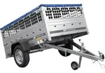 PKW-Anh&auml;nger 200x125 UNITRAILER GARDEN 201 KIPP mit Gitteraufsatz, blauer Flachplane