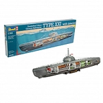 Revell - Deutsches U-Boot Typ XXI mit Interieur - 1:144 - 50 Teile 305438