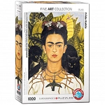 eurographics Puzzle - Selbstbildnis mit Dornenhalsketten und Kolibri von Frida Kahlo